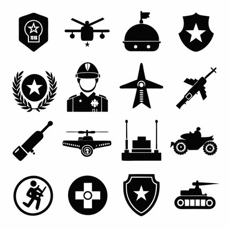 Black Filled Icons Setのイラスト素材