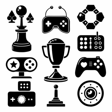 Black Filled Icons Setのイラスト素材