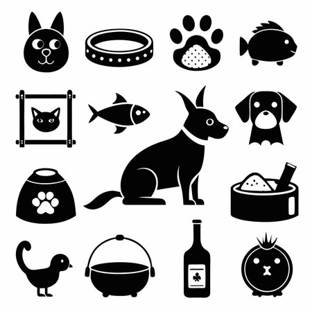Black Filled Icons Setのイラスト素材