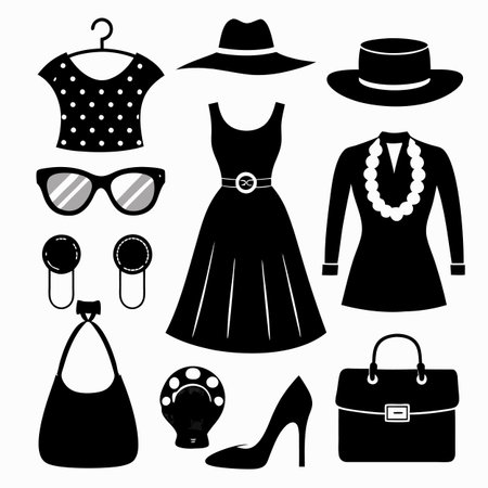 Black Filled Icons Setのイラスト素材