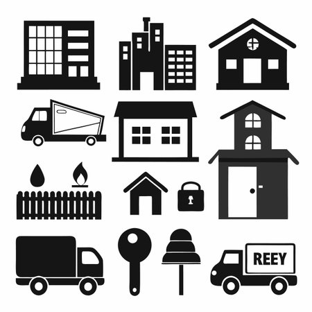 Black Filled Icons Setのイラスト素材