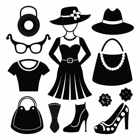 Black Filled Icons Setのイラスト素材