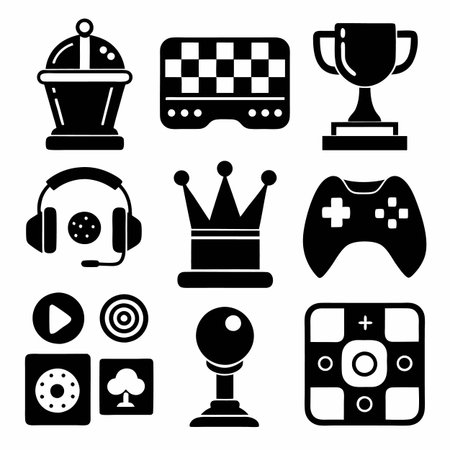 Black Filled Icons Setのイラスト素材