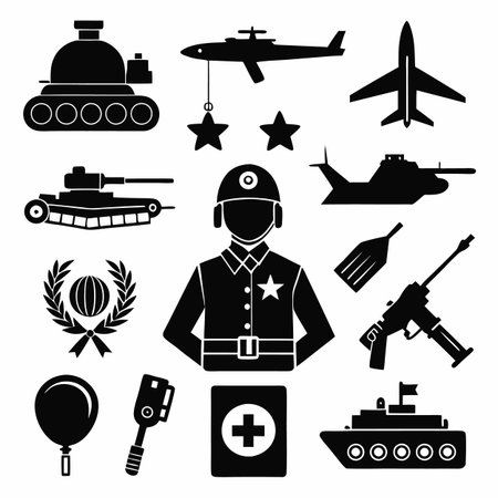 Black Filled Icons Setのイラスト素材