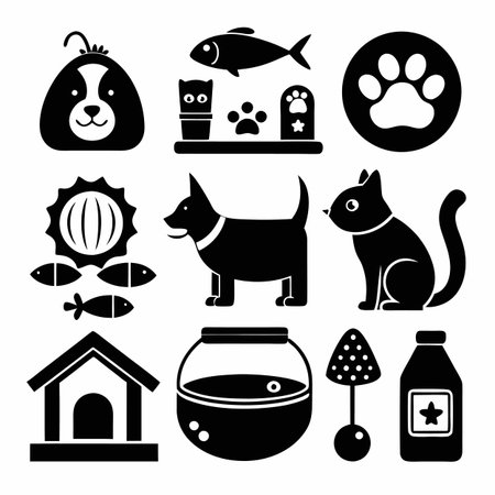 Black Filled Icons Setのイラスト素材