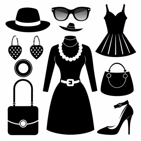 Black Filled Icons Setのイラスト素材