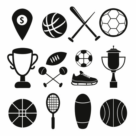 Black Filled Icons Setのイラスト素材