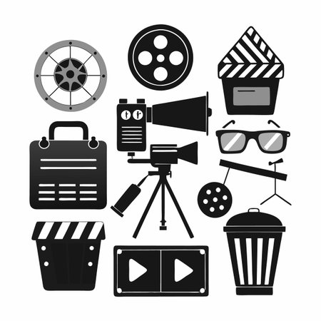 Black Filled Icons Setのイラスト素材