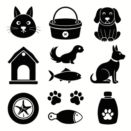 Black Filled Icons Setのイラスト素材
