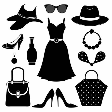 Black Filled Icons Setのイラスト素材