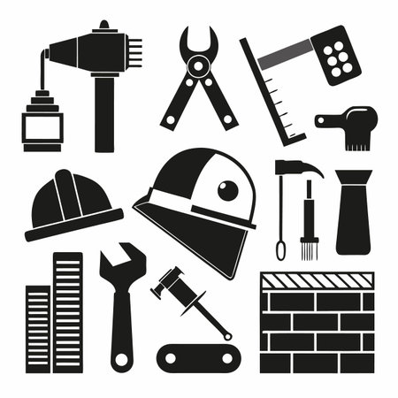 Black Filled Icons Setのイラスト素材