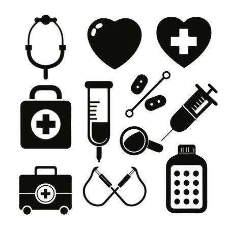 Black Filled Icons Setのイラスト素材