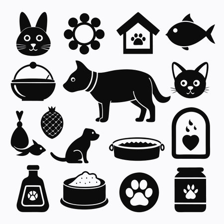 Black Filled Icons Setのイラスト素材