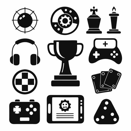 Black Filled Icons Setのイラスト素材