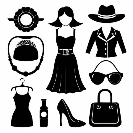 Black Filled Icons Setのイラスト素材