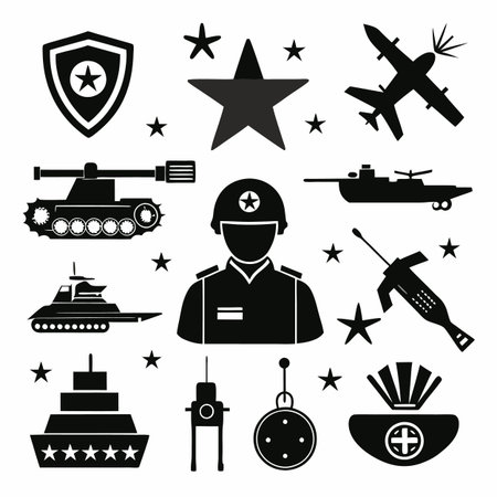 Black Filled Icons Setのイラスト素材