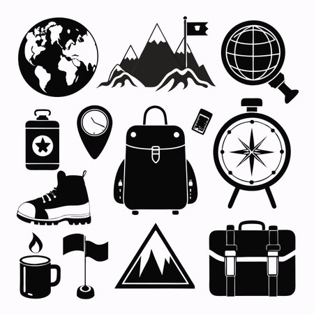 Black Filled Icons Setのイラスト素材