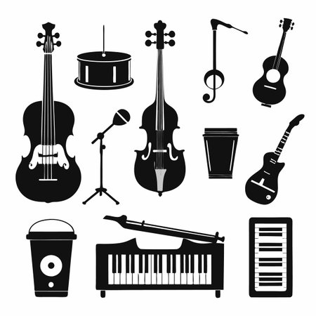 Black Filled Icons Setのイラスト素材