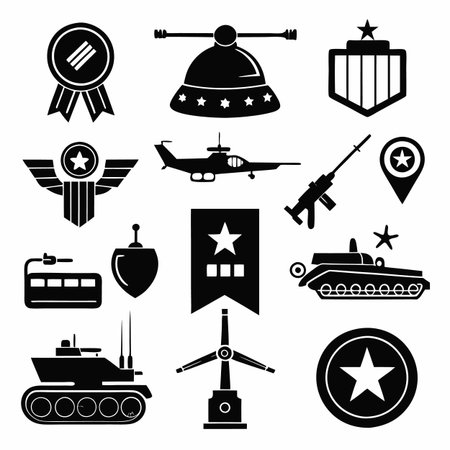 Black Filled Icons Setのイラスト素材