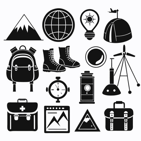 Black Filled Icons Setのイラスト素材