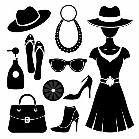 Black Filled Icons Setのイラスト素材