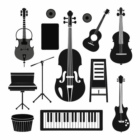 Black Filled Icons Setのイラスト素材