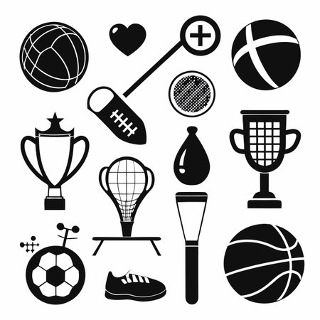 Black Filled Icons Setのイラスト素材