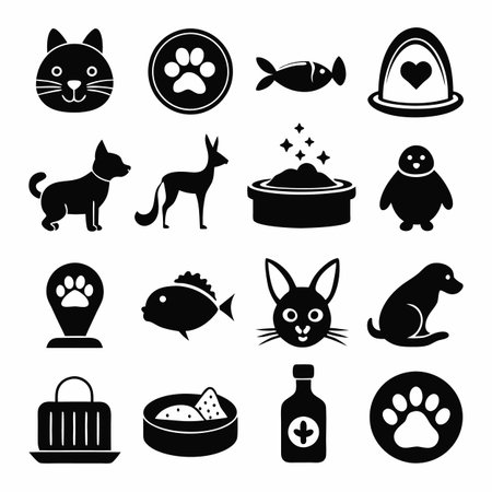 Black Filled Icons Setのイラスト素材
