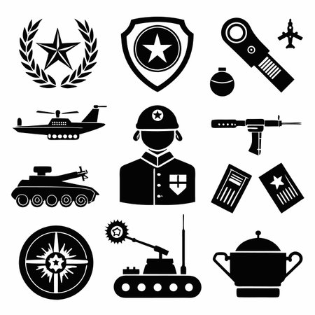 Black Filled Icons Setのイラスト素材