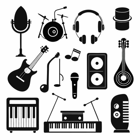 Black Filled Icons Setのイラスト素材