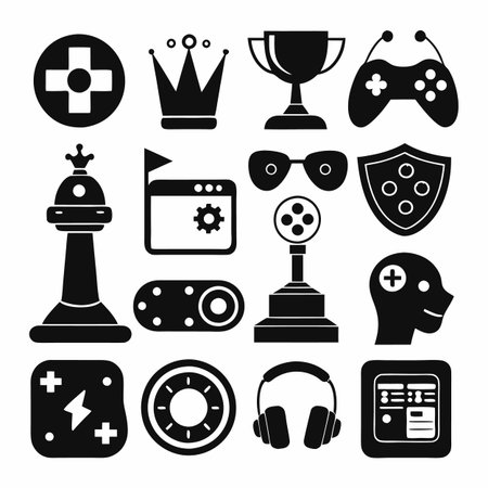 Black Filled Icons Setのイラスト素材