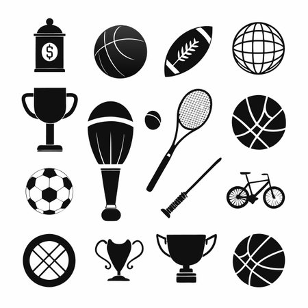 Black Filled Icons Setのイラスト素材