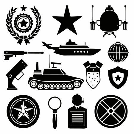 Black Filled Icons Setのイラスト素材