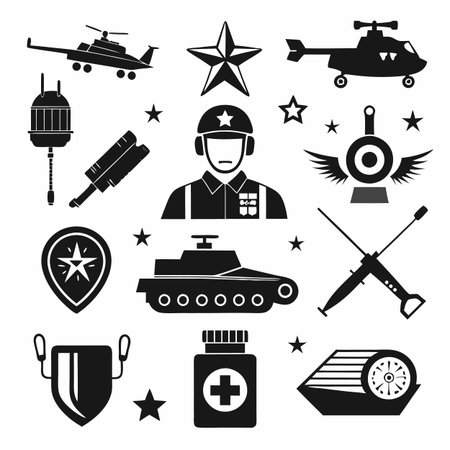 Black Filled Icons Setのイラスト素材