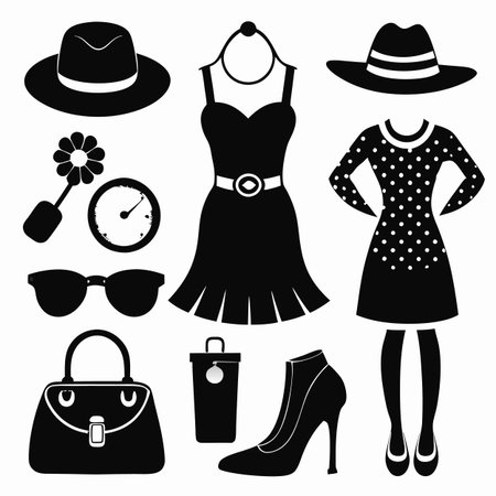 Black Filled Icons Setのイラスト素材