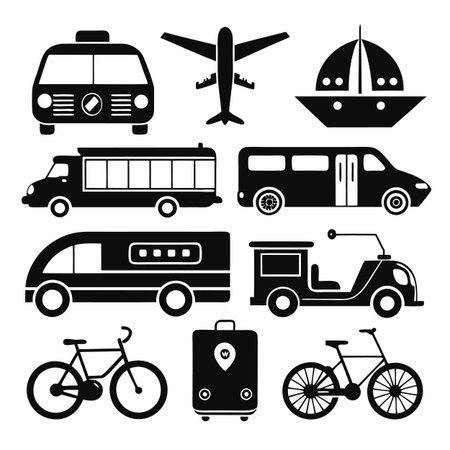 Black Filled Icons Setのイラスト素材