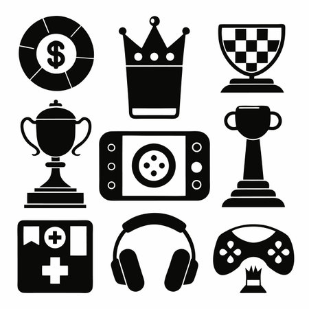 Black Filled Icons Setのイラスト素材