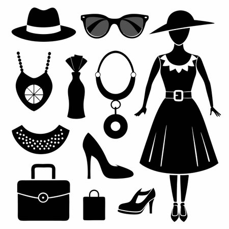 Black Filled Icons Setのイラスト素材