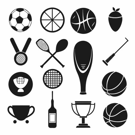 Black Filled Icons Setのイラスト素材