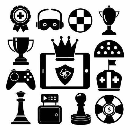 Black Filled Icons Setのイラスト素材