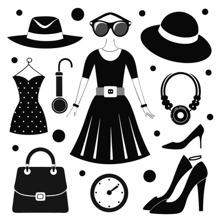 Black Filled Icons Setのイラスト素材