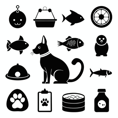 Black Filled Icons Setのイラスト素材