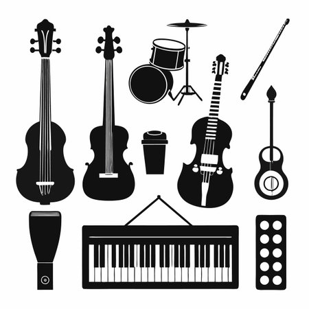 Black Filled Icons Setのイラスト素材