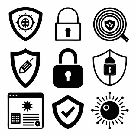 Black Filled Icons Setのイラスト素材