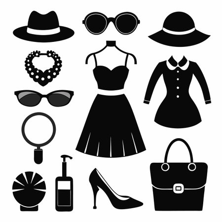 Black Filled Icons Setのイラスト素材