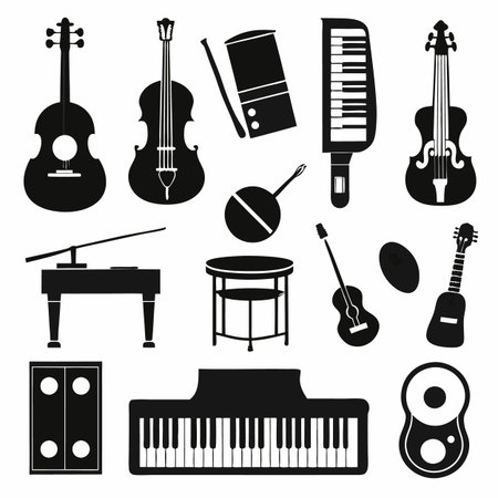 Black Filled Icons Setのイラスト素材