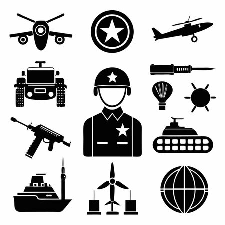 Black Filled Icons Setのイラスト素材