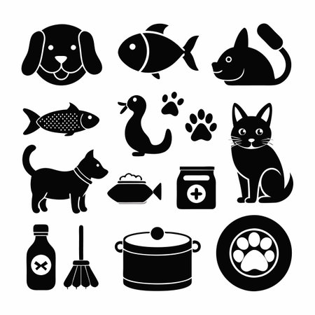 Black Filled Icons Setのイラスト素材