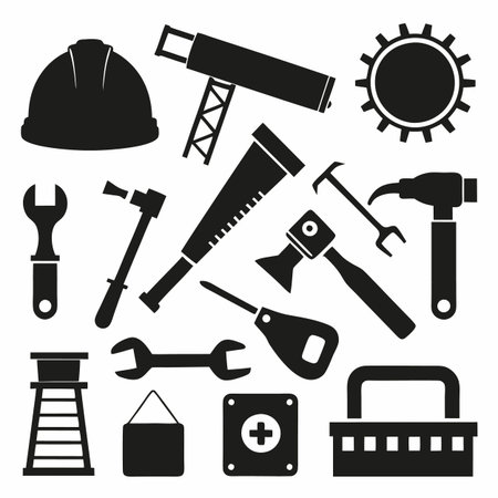 Black Filled Icons Setのイラスト素材