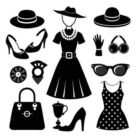 Black Filled Icons Setのイラスト素材
